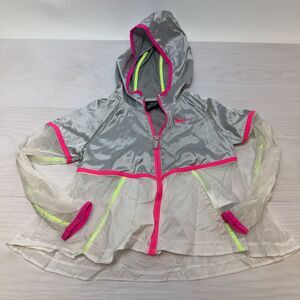 Nike Toddler Girls Jacket 4-5 Translucent Windbreaker Metallic Silver Hooded